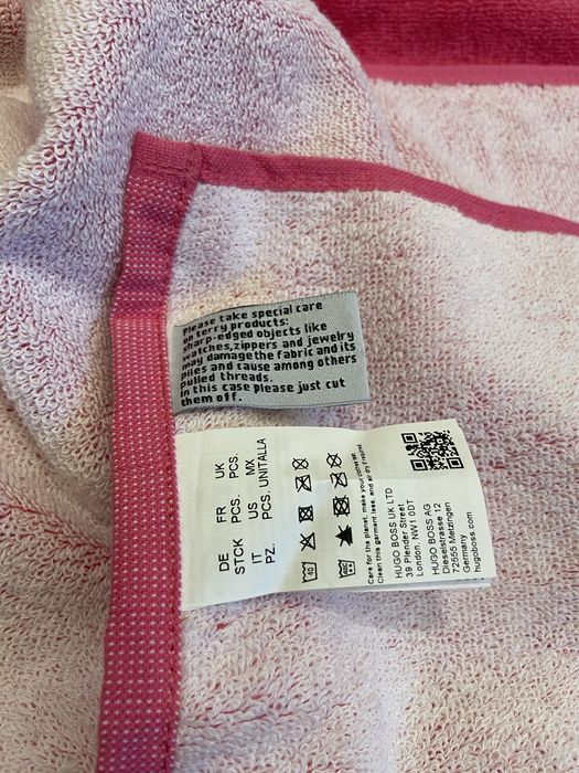 Оригинална HUGO BOSS Розова дамска хавлиена плажна кърпа 180см/93см