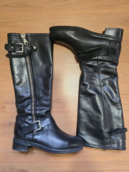 Cizme inalte negre din piele, 38