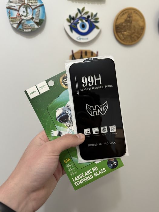 Folie sticla iPhone 16 Pro/16 Pro Max Hoco Premium 99H Antiamprenta