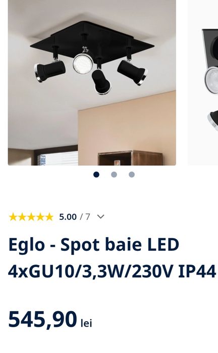 Spot de plafon cu 4 punte de lumină  reglate separat unul de celălalt în ce direcție dorești să strălucească lumina
