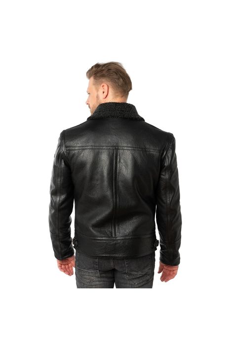 Geaca de Iarna din Piele Barbati Mauritius Neagra MMCeylor