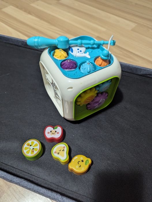 Cub interactiv 6‑în‑1 cu lumini, sunete și pescuit magnetic