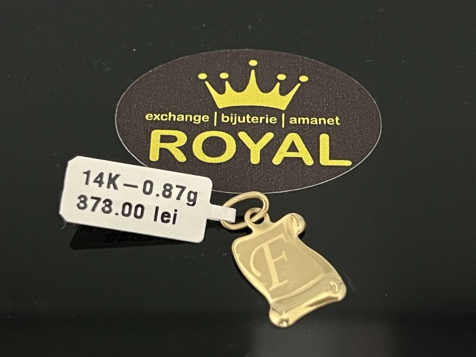 Bijuteria Royal CB : Pandant aur 14k initiala F 0,87 grame