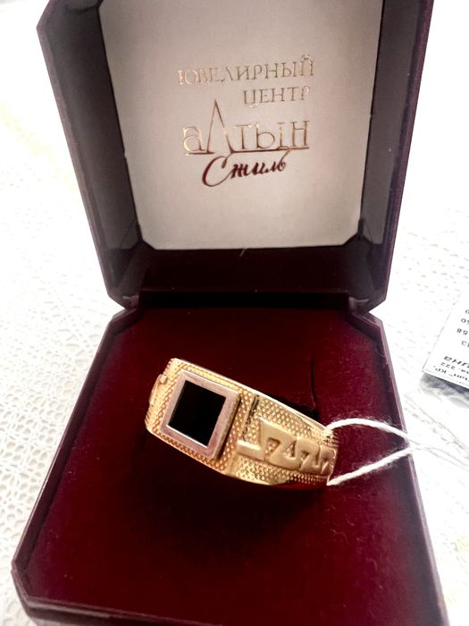 Кольцо мужское печатка, кольцо 585