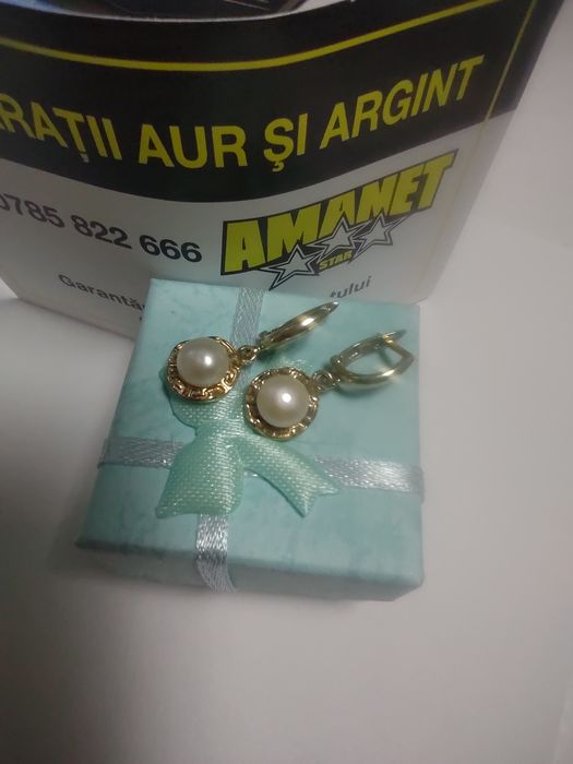 Cercei perla din aur 14k(efn)