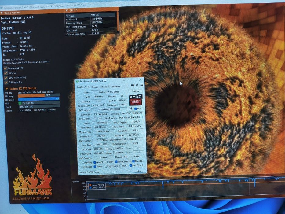 vand placa video rx570 8gb  256 biti ddr5