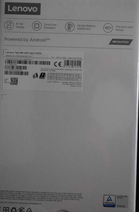 Таблет Lenovo Tab M8 (4th Gen) 2024, Octa-Core, 4GB RAM, 64GB grey