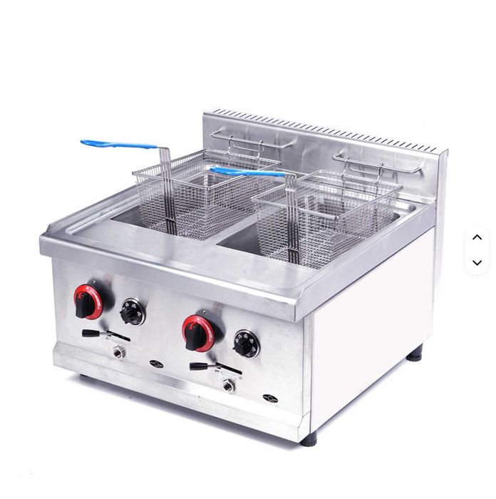 Friteuza 2x15L pe Gaz de butelie – Inox, Dubla, Transport Rapid