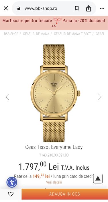 Vand Ceas Tissot Everytime Lady