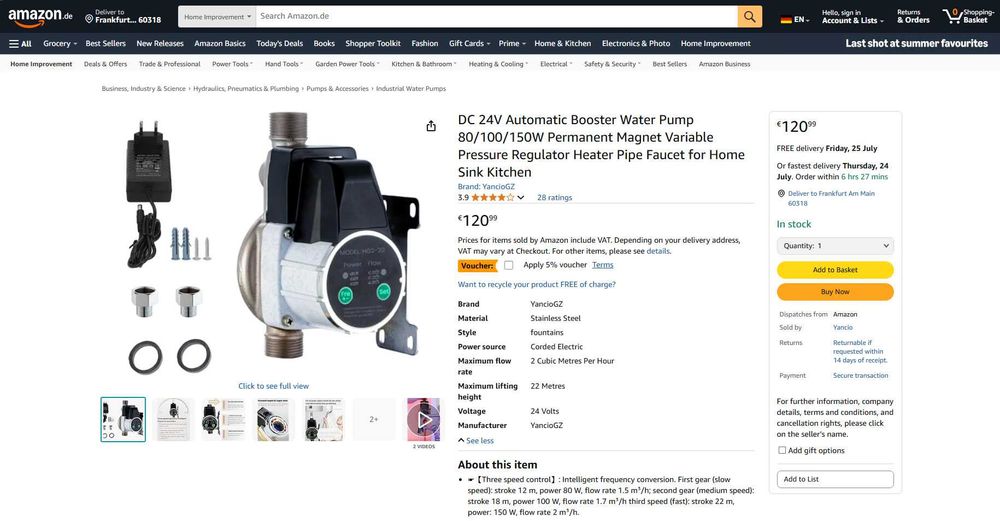 Pompa apa automata, pt ridicare pres 80/100/150W, REDUS de la 600RON