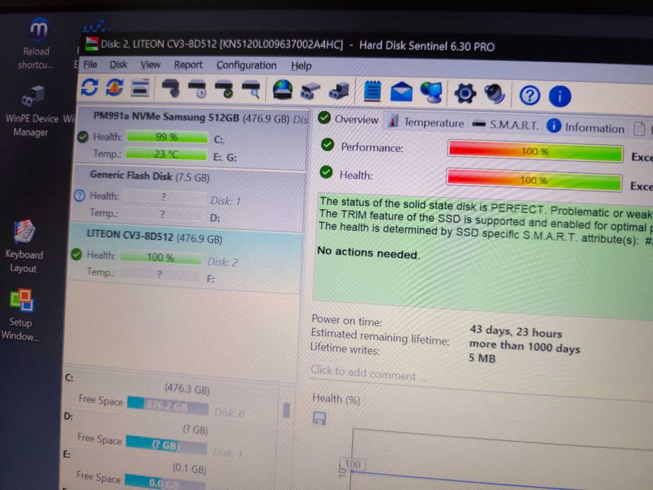 ssd Nvme Liteon 500GB viata 100%