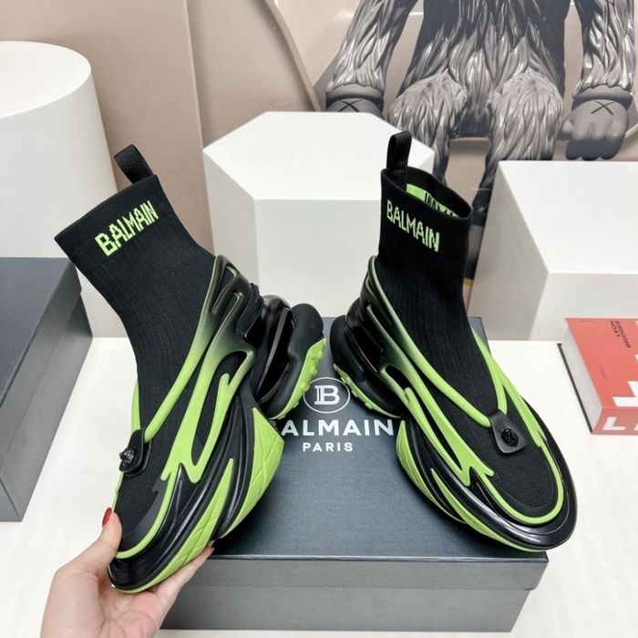 Balmain Futuristic Sock Sneaker - Black/Neon Green