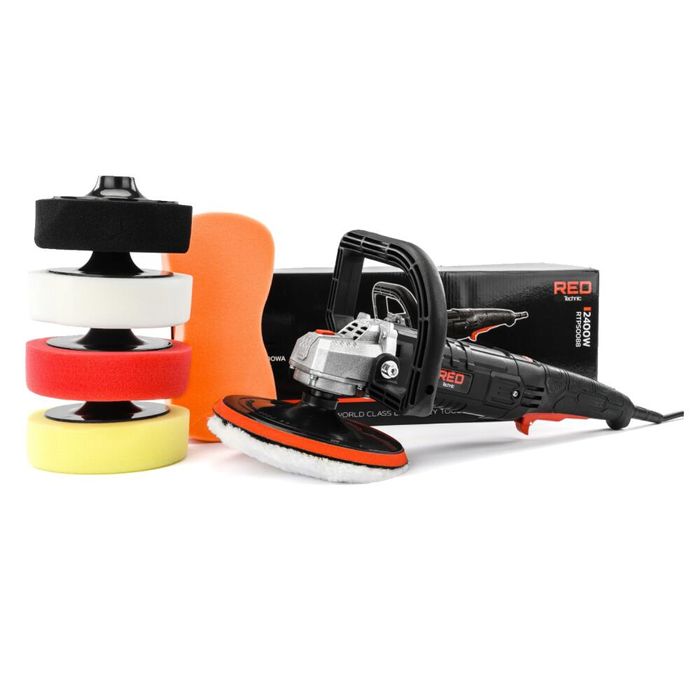 Set masina de polisat cu 5 bureti, diametru disc 180 mm, putere 2400