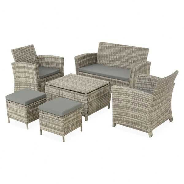 Set mobilier gradina/terasa 2 fotolii + canapea + 2 taburete si masa