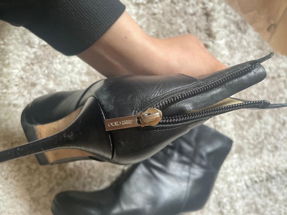 Jimmy Choo black leather ankle boots