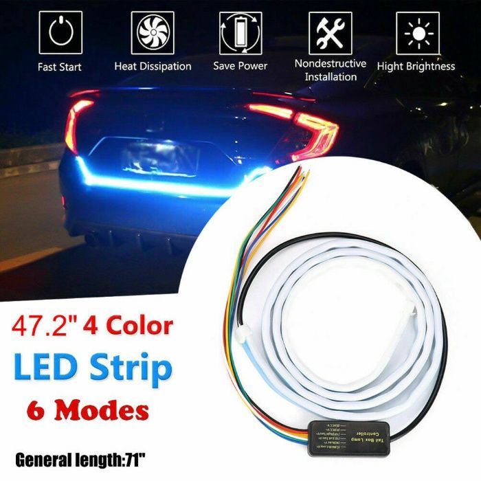 НОВО! LED лента за багажник задна светлина бягащи мигачи стоп аварийни