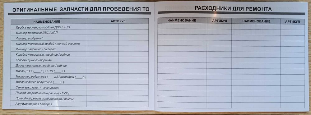 Сервисная книжка для автомобиля