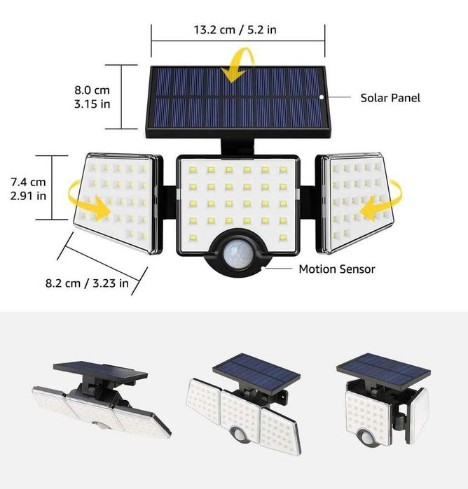 Соларни охранителни лампи Lepro, 1200LM слънчеви прожектори със сензор