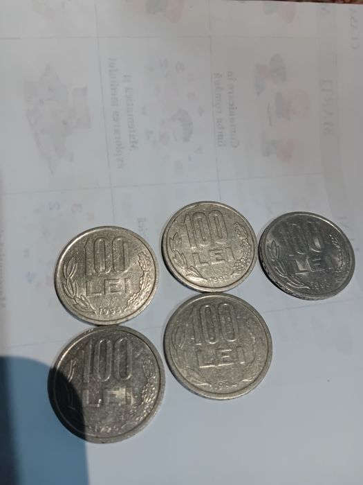 5 monede de 100 lei
