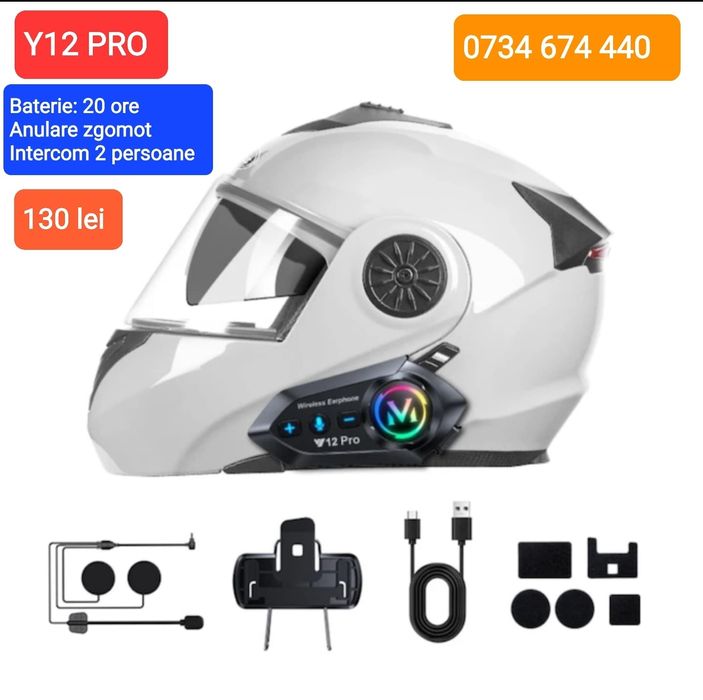 Casca Bluetooth MOTO, Intercom, Camera 2K, Anulare zgomot