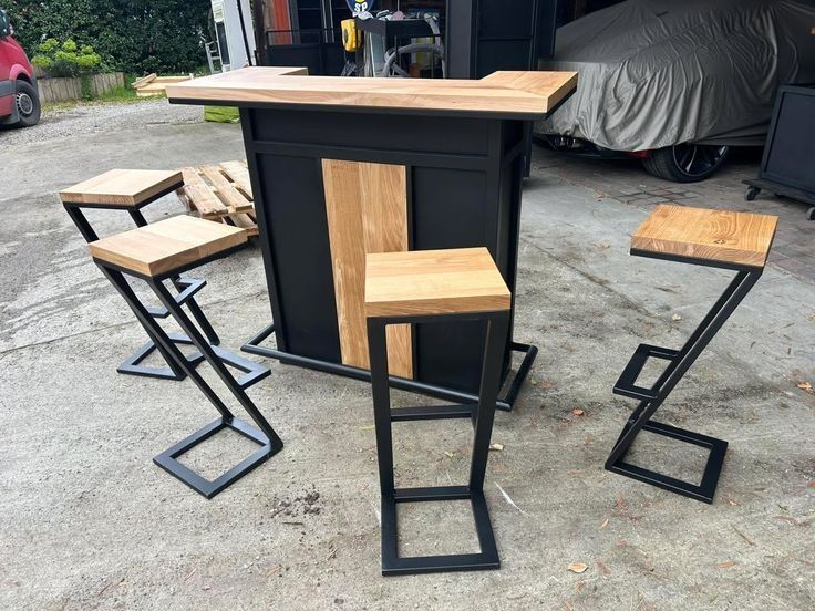 Бар столове и маси от масивно дърво + метал – ръчна изработка,