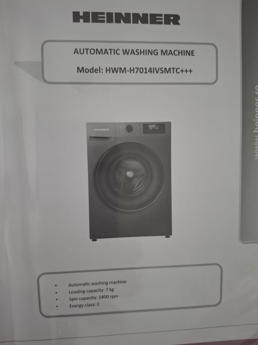 Mașină de spălat Heinner 7 kg, 1400 rpm, model HWM-H7014IVSMTC+++