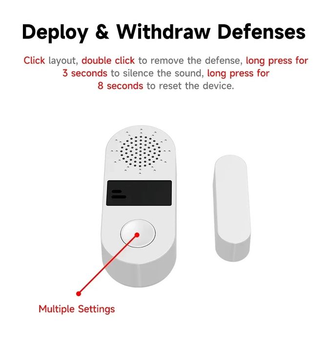 Tuya WiFi сензор за врата/прозорец с опция 130dB звукова аларма