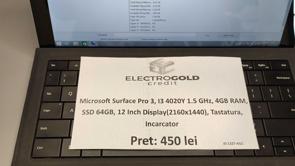 Tablet-PC Microsoft Surface Pro 3/12 Inch/I3 4020Y/4GB RAM/SSD 64GB/Tastatura/Incarcator ID1327-AG2