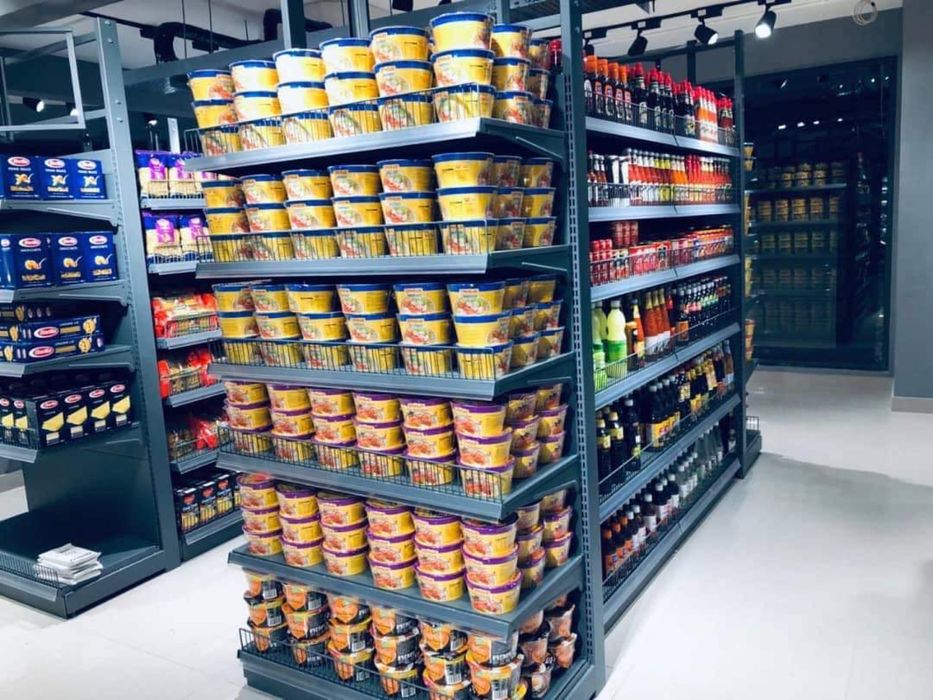 Промо цена Стенен стелаж -метален, бял ,сив,  нов 220/100/40+4х40