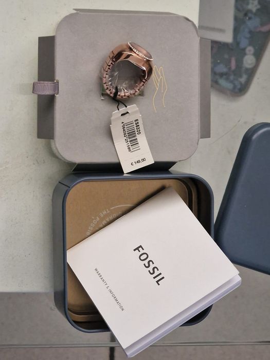 Ceas Dama fossil inel rosu gold nou
