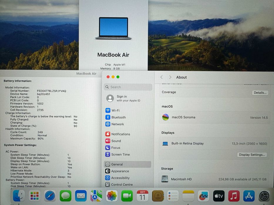 13.3' Apple MacBook Air M1 2020 Space Grey 8GB RAM/256GB SSD/Бат 12ч.