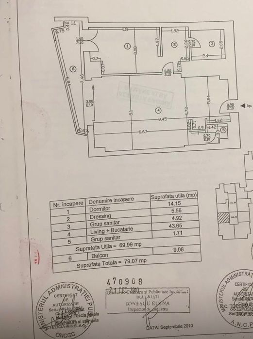 Proprietar, vand apartament 2 camere in Upground,spatios,mobilat,79mp