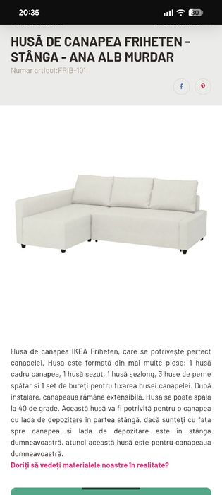 Husa Coltar Ikea Friheten stanga