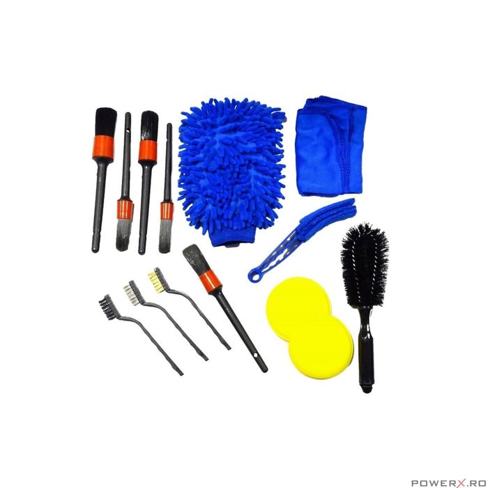 Set accesorii, perii pentru curatare auto, 15 piese, Satra