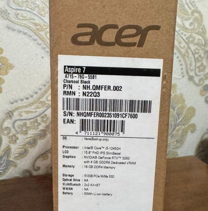 Aser Aspire 7 RTX3050