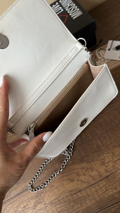 Мини чанта love moschino цвят бял