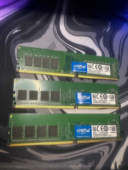 ram pc - desktop 16 gb ( 2x4 + 1 x8 ) crucial, stare buna