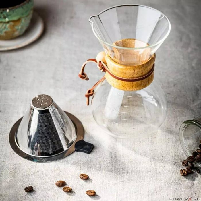 Recipient pentru cafea din sticla, 10 filtre, capacitate 400 ml,