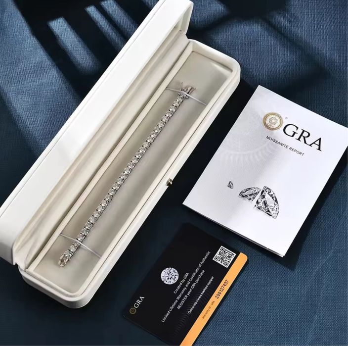 Bratara Tennis cu Diamante VVS1 Moissanite din argint 925 si Aur 18k