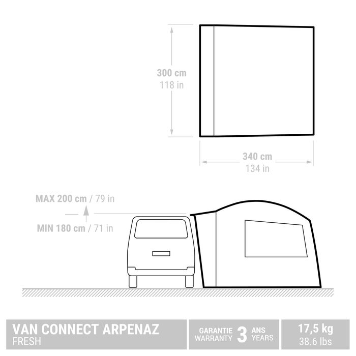 Adăpost living Auvent cu bețe pentru van - produs resigilat Decathlon