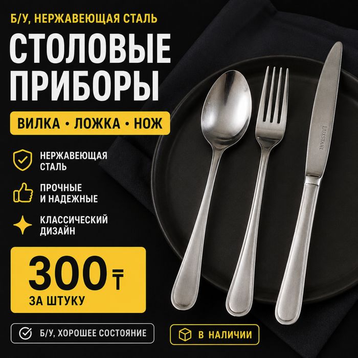 Столовые приборы Luxstahl — ложки, вилки, ножи по 300 ₸