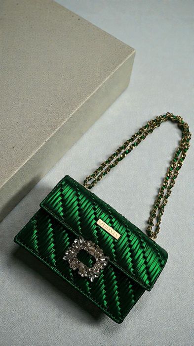 Дамска чанта DESTINY EMERALD и DESTINY AMETHYST ръчно плетена