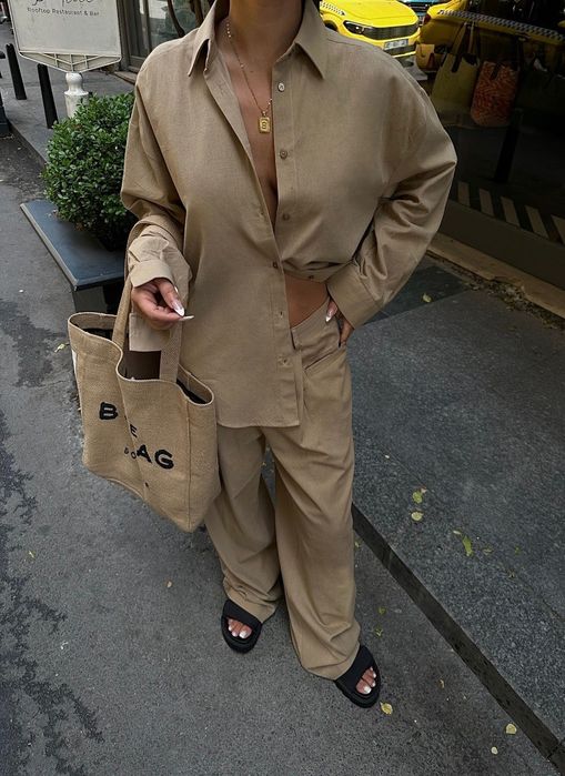 Сет за една атрактивна ежедневна визия  цвят екрю