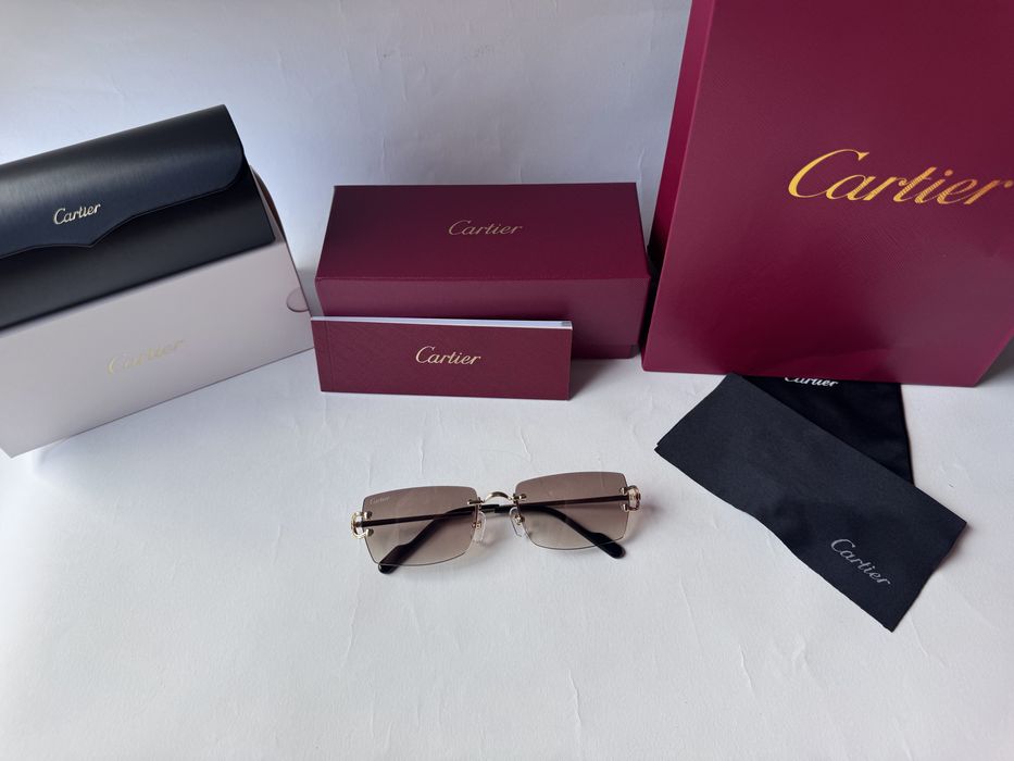 Ochelari de soare Cartier Rectangle-Rimless CT0550S 56-18 140, Noi