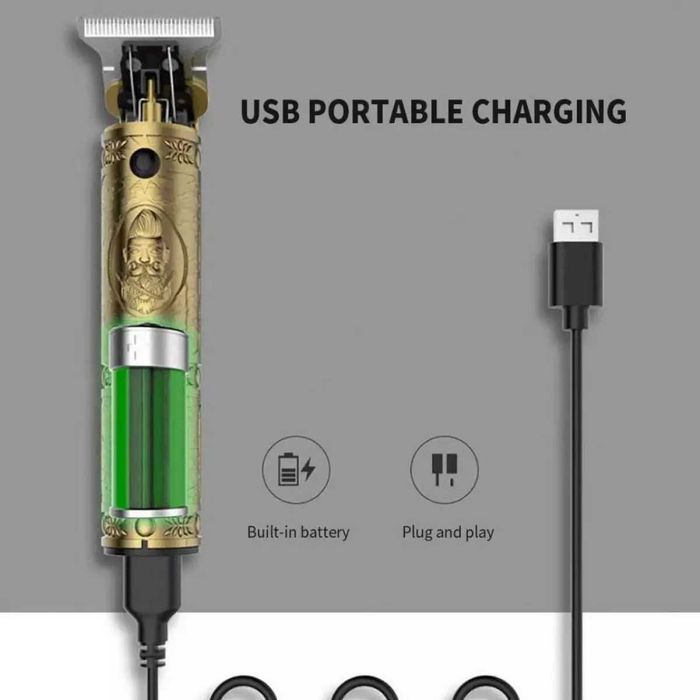 Машинка за бръснене и подстригване с метален корпус и винтидж дизайн