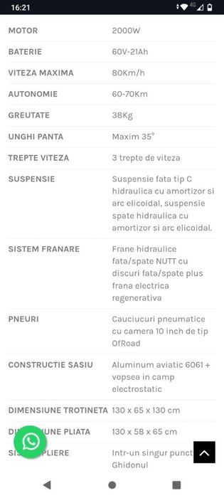 Vand trotineta electrica Ezotron E300 2000w