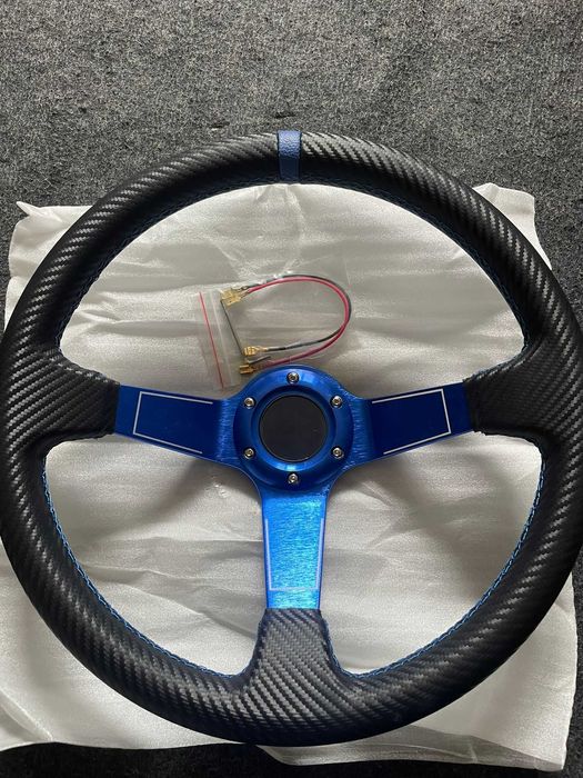 Volan auto negru/albastru