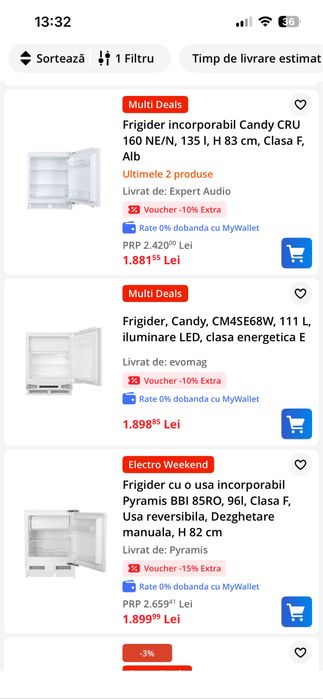 Frigider incorporabil Candy