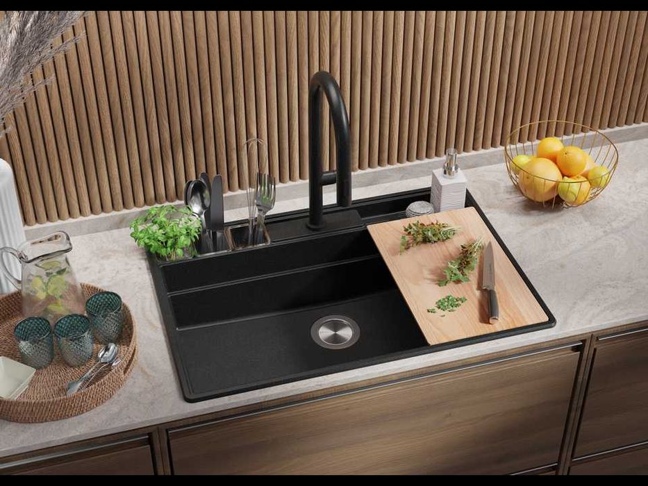 Графит кухненска гранитна мивка Ню Йорк 80 Multispace 780 x 530 мм