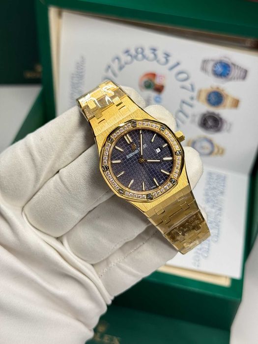 Audemars Piguet Royal Oak Yellow Gold Diamond Bezel Blue Dial 41 MM